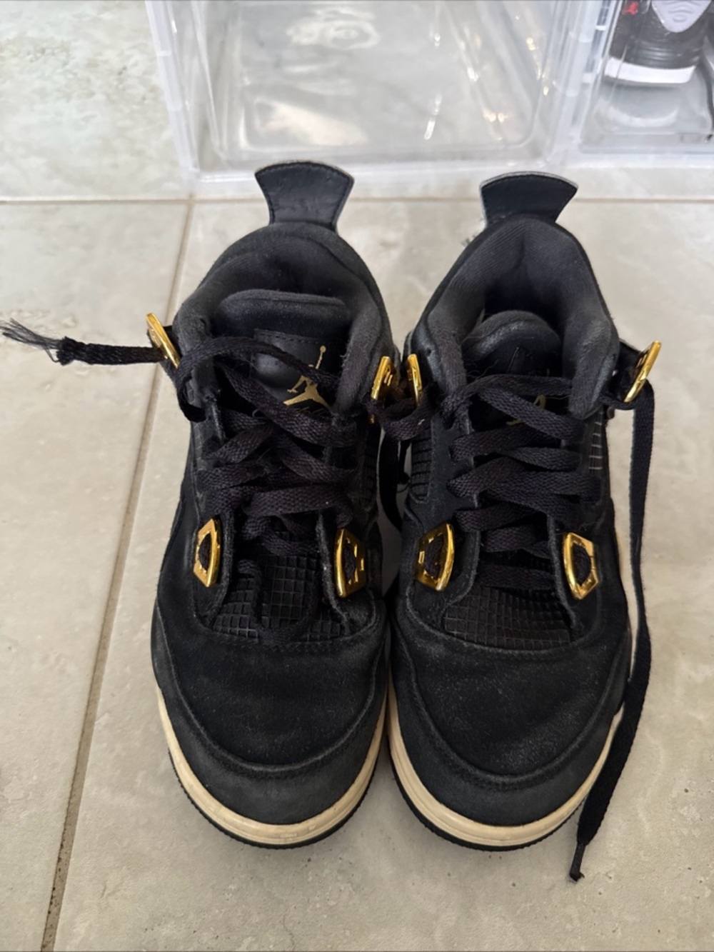 Jordan Black Trainers Retro 4 royalty shoes 408452-032 size 4.5Y